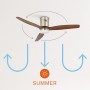 CREATE / WINDCALM/Ceiling fan with light nickel light wood blades and control/40W, silent, Ø132 cm, 6 speeds, 3 light