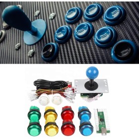 Tbest Kit de Joystick de Arcade DIY, Placa de Circuito, Joystick USB para PC, Botones Iluminados, Controlador de Juego Arcade