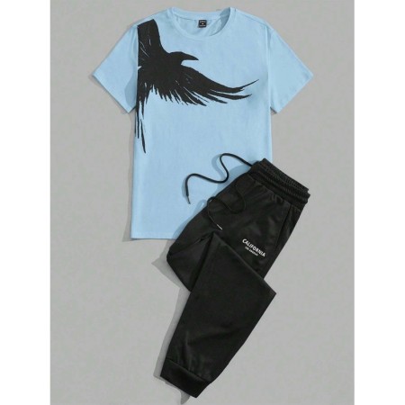 2024 Simple Casual para hombre Camiseta traje de manga corta y pantalo