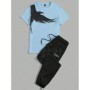 2024 Simple Casual para hombre Camiseta traje de manga corta y pantalo