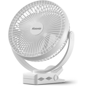 Koonie 8 Inch Portable Clip Table Fan, USB Table Fan with 10,000mAh Battery, 4 Speed, Rechargeable Table Fan for Home, Office,