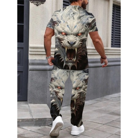Camiseta informal para hombre, traje de manga corta y pantalones, traj