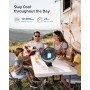 Koonie 10000mAh Portable Clip Fan with LED Flashlight and Hook, 8 Inch Desk Fan, Quiet Camping Fan with LED Digital Display,