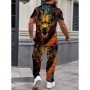 Camiseta informal para hombre, traje de manga corta y pantalones, traj