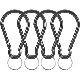 JIYIN Mosquetón grande de 10 cm, 4 unidades de mosquetones grandes, mosquetón negro, llavero para llavero, camping, mochila,