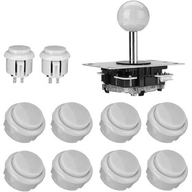 Juegos de Arcade Controlador Joystick Kits, ABS Zero Delay Game Joystick Arcade Botones para PC Windows MAME Pi (Blanco)