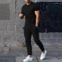 Conjunto deportivo para hombre otoño 2023 verano sólido Casual cuello 