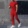 Conjunto deportivo para hombre otoño 2023 verano sólido Casual cuello 
