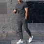 Conjunto deportivo para hombre otoño 2023 verano sólido Casual cuello 