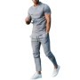 Conjunto deportivo para hombre otoño 2023 verano sólido Casual cuello 