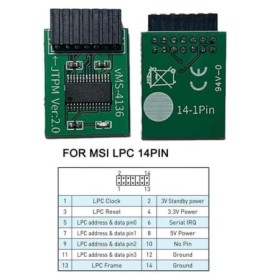 Módulo de seguridad TPM2.0 con interfaz LPC MSI de 14 pines compatible