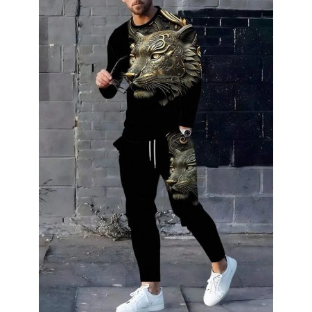 Conjunto de cuello redondo de manga larga para hombre, moda urbana urb
