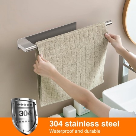 FCINNOVA® Toalleros de Baño Sin Taladro 39CM | Acero Inoxidable Cepillado 304 | Toallero Adhesivo Baño con Doble Sistema de