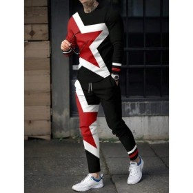 Conjunto de cuello redondo de manga larga para hombre, moda urbana urb