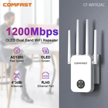 COMFAST-extensor WiFi de 1200Mbps, repetidor inalámbrico de 5GHz, ampl