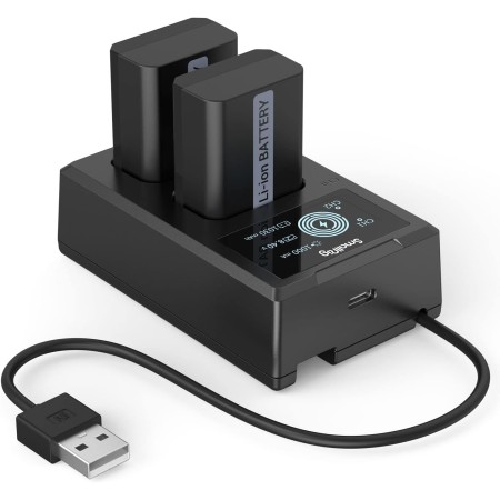 SMALLRIG Baterías de Repuesto para Cámara Compatible con NP-FW50 (2Pack) y Cargador de Pantalla LCD para Sony