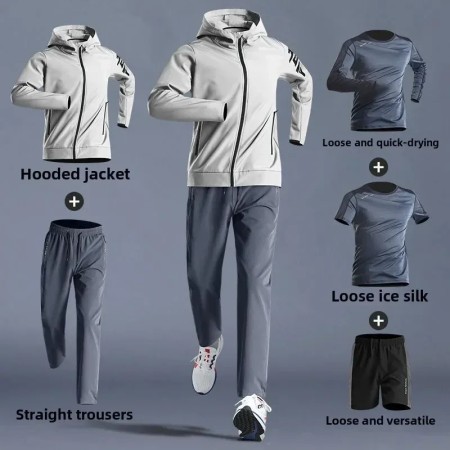 Conjunto de ropa deportiva de secado rápido para hombre, chaqueta de c