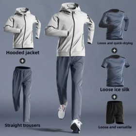 Conjunto de ropa deportiva de secado rápido para hombre, chaqueta de c