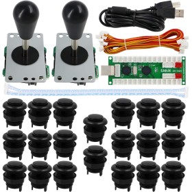 SJ@JX Arcade Game 2 Player Controller DIY Kit Buttons Cherry MX Mechanical Keyboard Black Switch Matt Frosted 8 Way Fighting