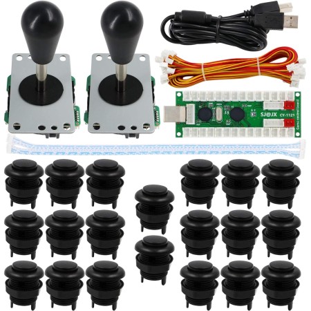 SJ@JX Arcade Game 2 Player Controller DIY Kit Buttons Cherry MX Mechanical Keyboard Black Switch Matt Frosted 8 Way Fighting