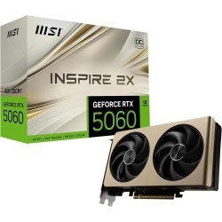 MSI GeForce RTX 5060 8G Inspire 2X OC, Tarjeta gráfica - NVIDIA 5060, 8G GDDR7, 28 Gbps, PCI Gen 5, Negra MSI GeForce RTX 5060 8G Inspire 2X OC, Tarjeta gráfica - NVIDIA 5060, 8G GDDR7, 28 Gbps, PCI Gen 5, Negra