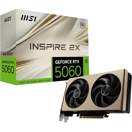 MSI GeForce RTX 5060 8G Inspire 2X OC, Tarjeta gráfica - NVIDIA 5060, 8G GDDR7, 28 Gbps, PCI Gen 5, Negra