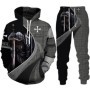 Traje con capucha estampado 3D para hombre, caballero Retro, otoño, nu