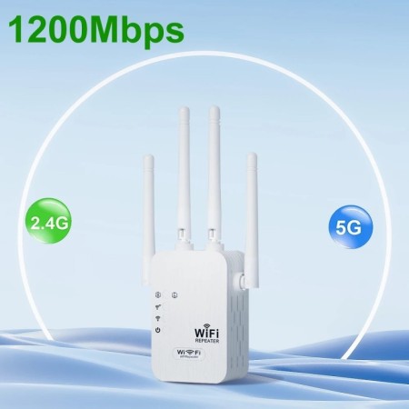 Repetidor WiFi 1200Mbps 2,4G 5GHz amplificador inalámbrico de doble ba