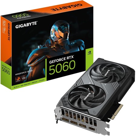 Gigabyte GeForce RTX 5060 WINDFORCE OC 8G Tarjeta Gráfica - 8GB GDDR7, 128bit, PCI-E 5.0, 2512 MHz Frecuencia del núcleo, 3 x