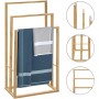 Toallero de Pie de Bambú Triple, Soporte de Toallas Múltiple para Baño de Bambú con 3 Brazos para Colgar Toallas, Ideal para el