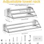 ZFOEFO Toallero Extensible 34,5-62 cm, Toalleros de Baño sin Taladro de 3 Barras, Colgador Toalla Baño Adhesivo con 4 Ganchos y