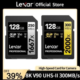 Tarjeta SD Lexar Clase 10 V10 V30 V60 V90 U3 UHS-II 32GB 64GB 128GB 25