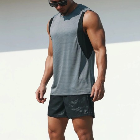 Camiseta sin mangas de secado rápido para hombre, camisa informal holg