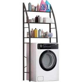 COSHANO Estantería sobre Lavadora WC Inodoro Ahorra Espacio Almacenamiento Cuarto Baño, Colada, Color Negro, 166x65x25cm