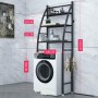 COSHANO Estantería sobre Lavadora WC Inodoro Ahorra Espacio Almacenamiento Cuarto Baño, Colada, Color Negro, 166x65x25cm