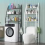 COSHANO Estantería sobre Lavadora WC Inodoro Ahorra Espacio Almacenamiento Cuarto Baño, Colada, Color Negro, 166x65x25cm