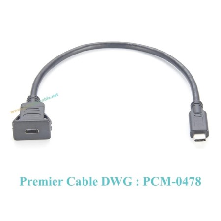 Cable de montaje empotrado cuadrado USB tipo C 3,1, 10Gbps, USB C mach