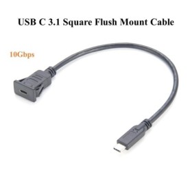 Cable de montaje empotrado cuadrado USB tipo C 3,1, 10Gbps, USB C mach
