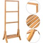 Toallero de Pie para Baño con Estante y 3 Colgadores para Toallas, Soporte de Toallas Múltiple para Baño de Bambú, Ideal para el