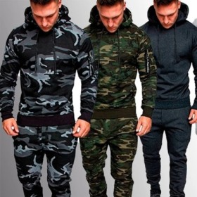 Chándal de camuflaje para hombre, sudaderas deportivas con capucha, pa