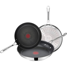 Tefal Jamie Oliver Set of 3 Frying Pans 20/24/28 cm | Induction Safe, Non-Stick, Titanium Coated, Thermo-Signal, PFOA Free,