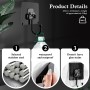 Prmape 10 Piezas Ganchos Adhesivos para Pared, Ganchos Autoadhesivos Negro (Máx. 35kg), Ganchos de Pared Impermeable, Gancho
