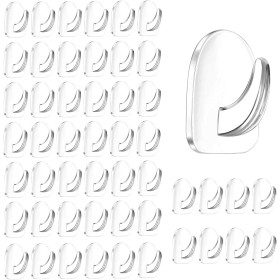 50 Piezas Ganchos Adhesivos, Ganchos Transparentes Reutilizables Sin perforación, Ganchos de Pared Transparentes