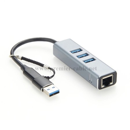 Adaptador LAN USB 3,0 a RJ45 Gigabit Ethernet tipo C a RJ45 1000Mbps r