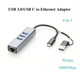 Adaptador LAN USB 3,0 a RJ45 Gigabit Ethernet tipo C a RJ45 1000Mbps r