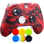 9CDeer 1 x Funda protectora de silicona con impresión de transferencia personalizada, diseño de Cráneo negro + 6 Thumb Grips
