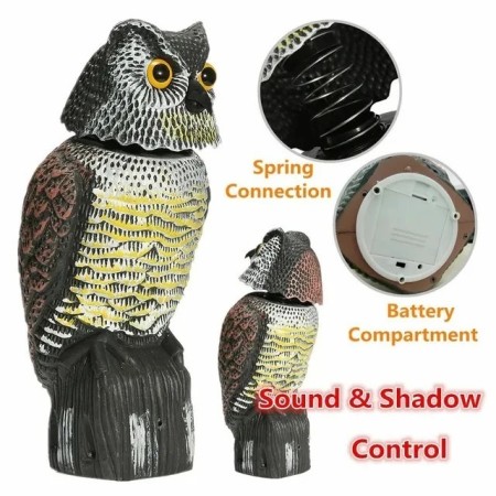 Señuelo de búho falso, escultura de espantapájaros de búho de plástico