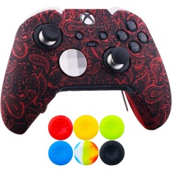 9CDeer 1 x Funda protectora de silicona con impresión de transferencia personalizada, diseño de Cráneo negro + 6 Thumb Grips 9CDeer 1 x Funda protectora de silicona con impresión de transferencia personalizada, diseño de Cráneo negro + 6 Thumb Grips