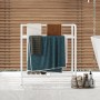 HAHRIR Toallero de metal de 3 niveles, pequeño toallero de pie para baño, ahorra espacio, dormitorio, baño, piscina (blanco, 70
