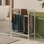 HAHRIR Toallero de metal de 3 niveles, pequeño toallero de pie para baño, ahorra espacio, dormitorio, baño, piscina (blanco, 70